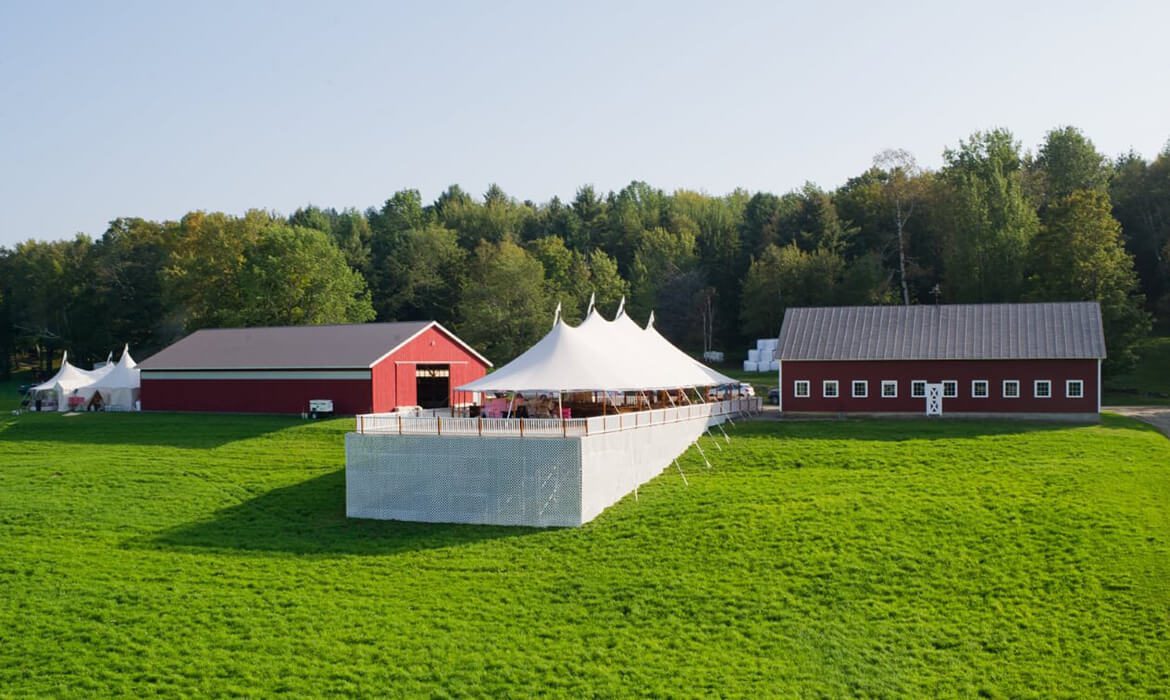 Leveled floor on a hill for wedding & tent